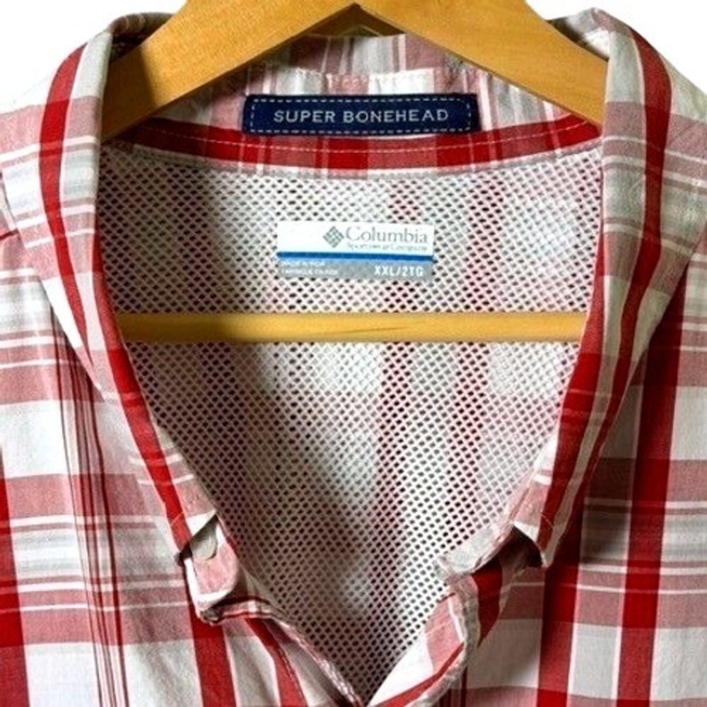 Columbia Arkansas Razorbacks Shirt Mens 2XL Red Plaid Super Bonehead PFG LS - Picture 6 of 11